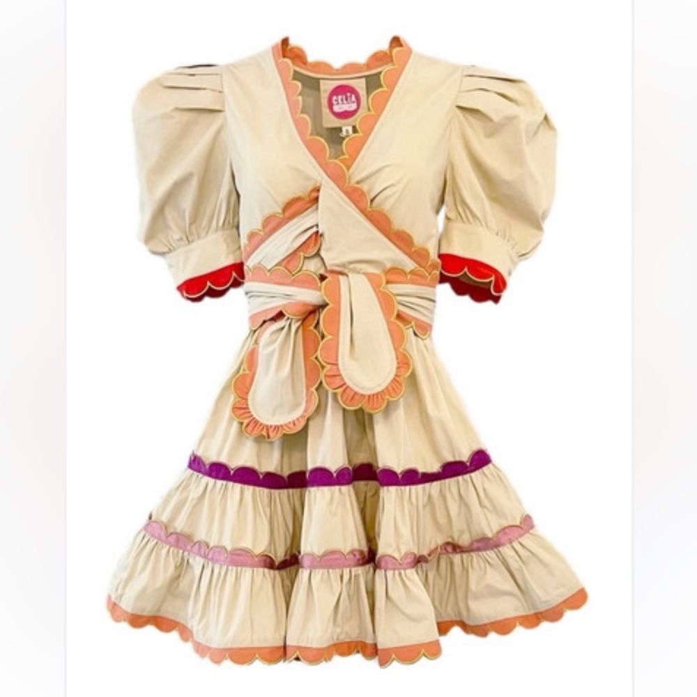 Celia B Adal Dress - Beige- Size Medium